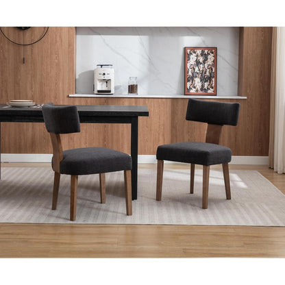 Esszimmerstühle 2er Set Grau – Bequeme Leinenstühle mit Holzbeinen