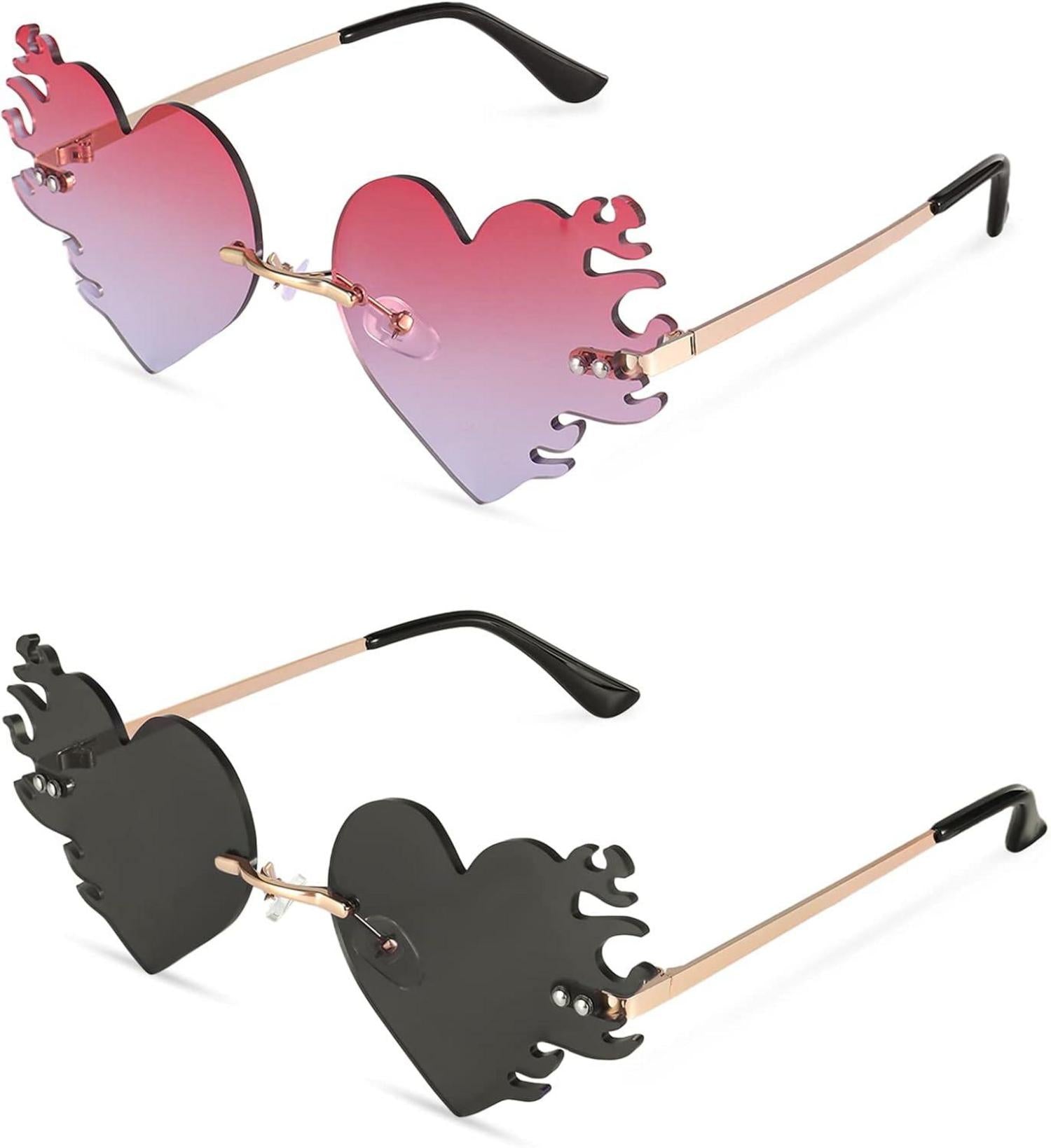 Herz Sonnenbrille Damen Flammenbrille Retro Stil UV400 Schutz Brillen