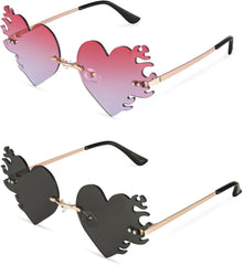 Herz Sonnenbrille Damen Flammenbrille Retro Stil UV400 Schutz Brillen