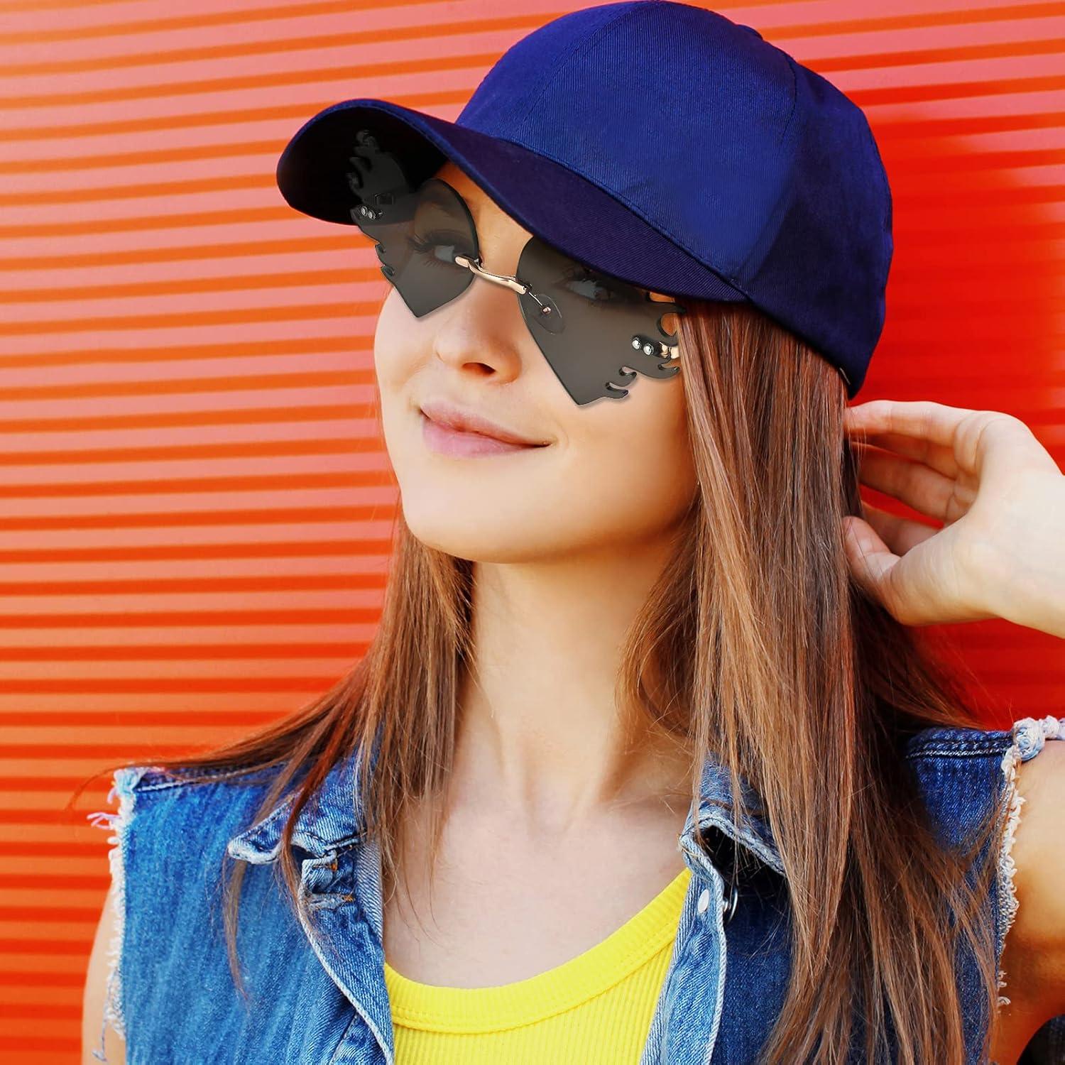 Herz Sonnenbrille Damen Herzfeuer Flamme Retro Style UV400 2er Set