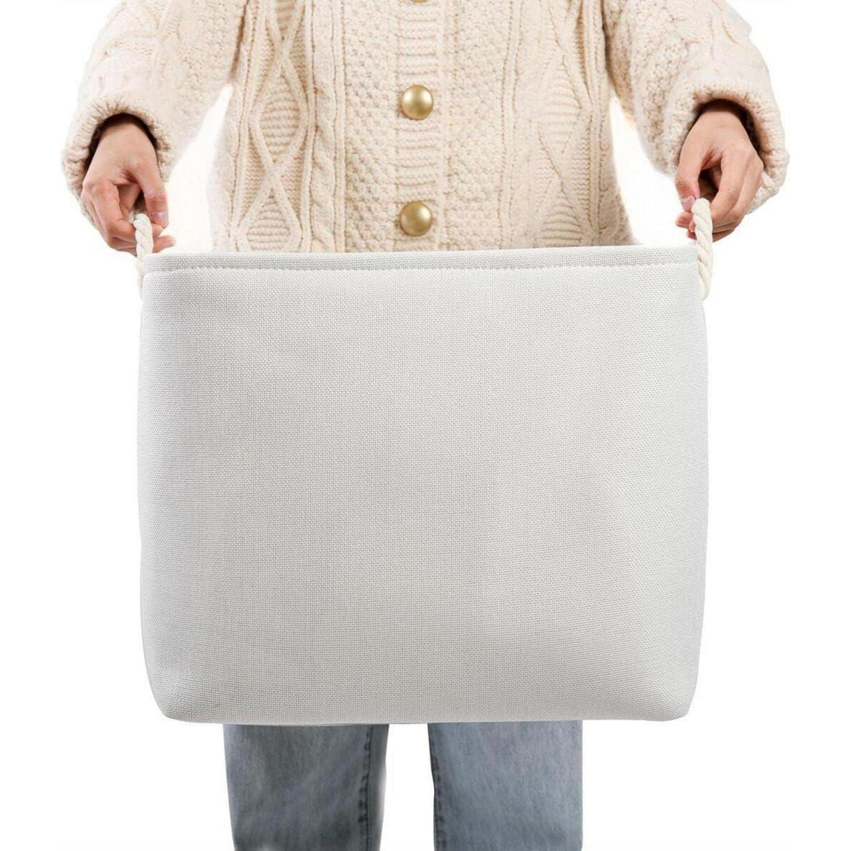 Aufbewahrungsbox Stoff Weiß 4er Set 33x38x33 cm