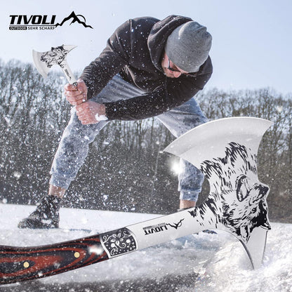 TIVOLI Campingaxt Survival Outdoor Axt Holz Beil TrekkingGarten Rot