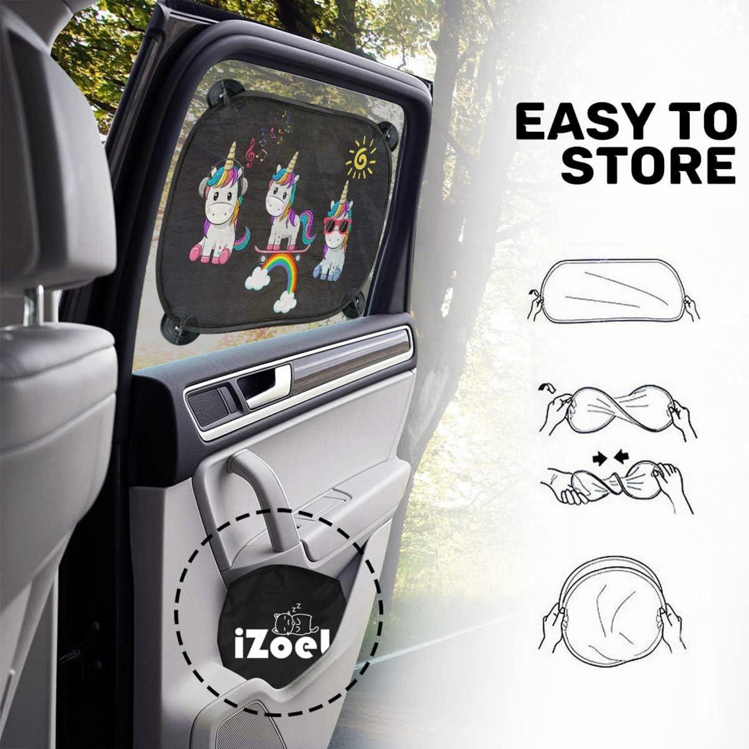 Auto Sonnenschutz Baby UV Schutz 2x Sonnenblende Kinder Einhorn Design