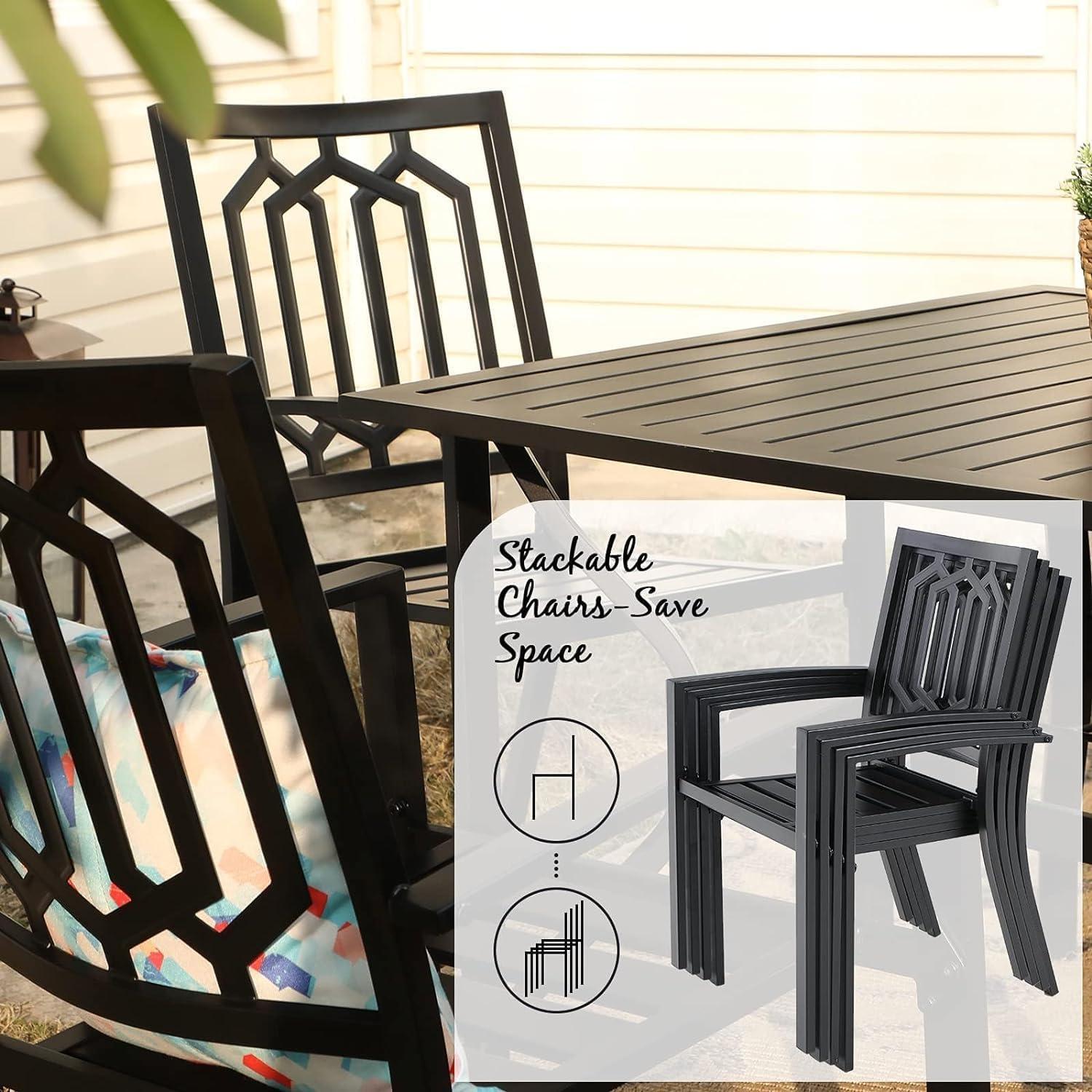 Gartenmöbel Set 6er Terrasse Metall Wetterfest Stapelbare