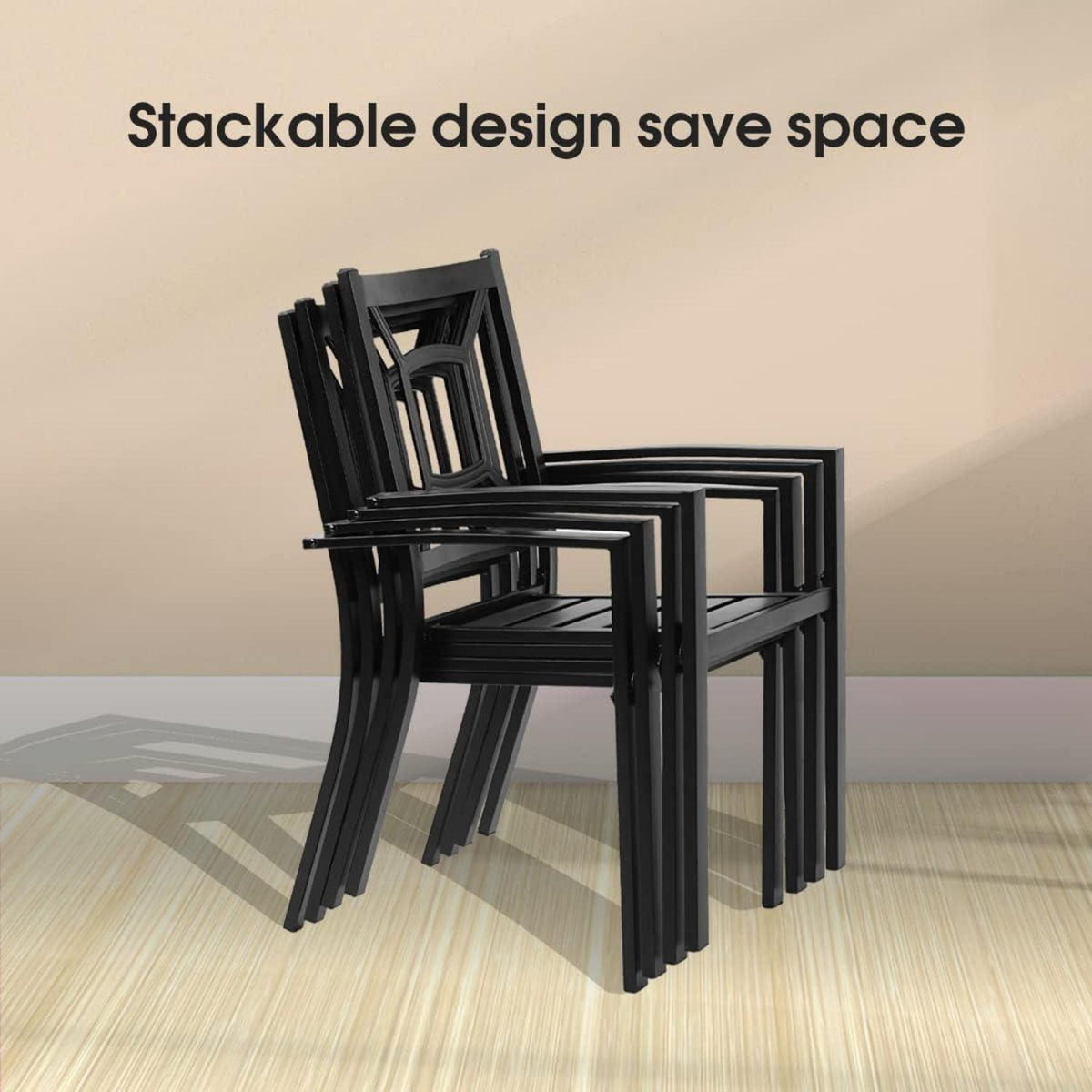 Gartenmöbel Set 6 Personen – Wetterfestes Bistro Set mit Tisch