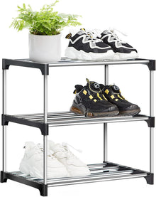 Stapelbares Metall-Schuhregal mit 3 Ebenen Schwarz