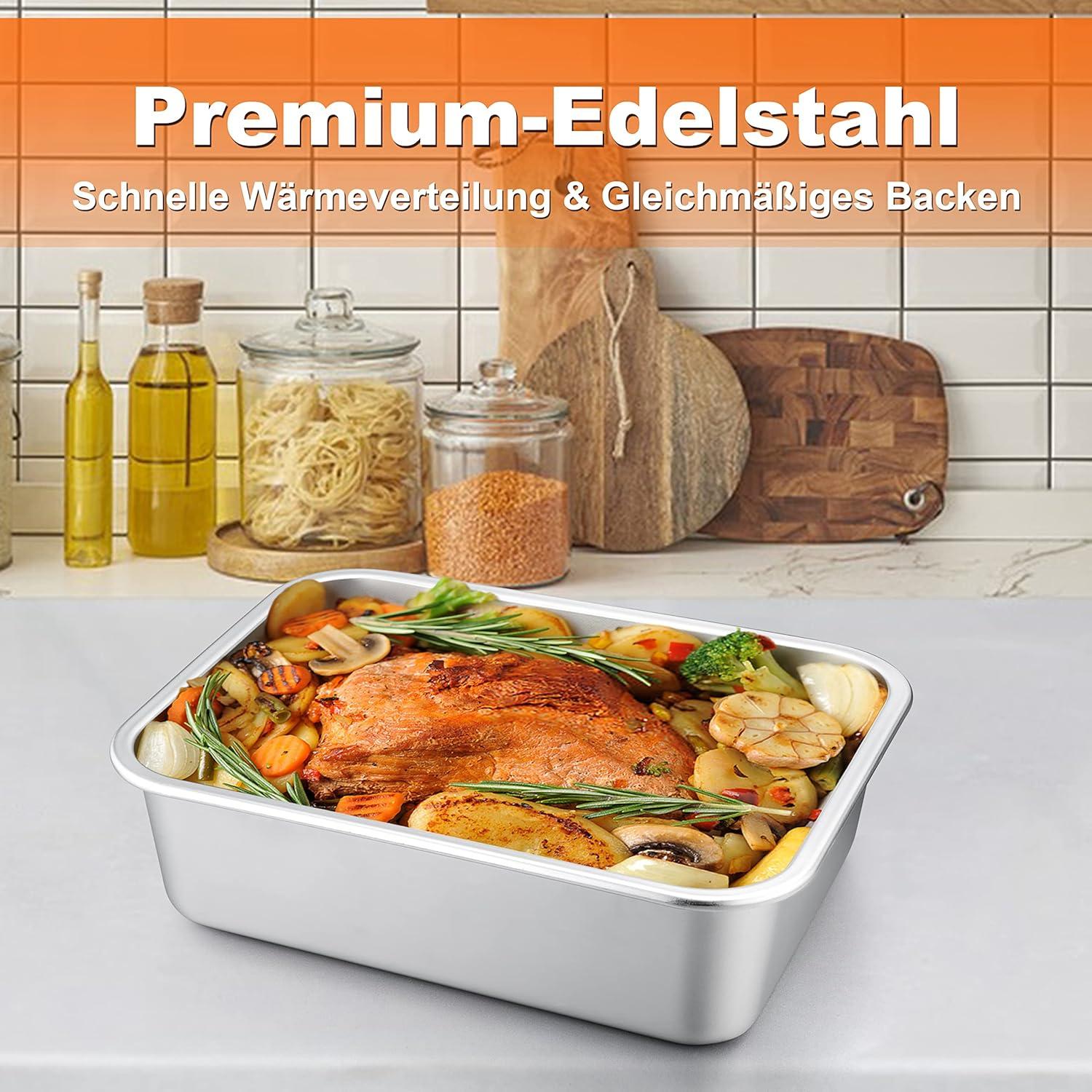 HaWare Rechteckige 27x21x8cm Edelstahl Auflaufform Lasagneform