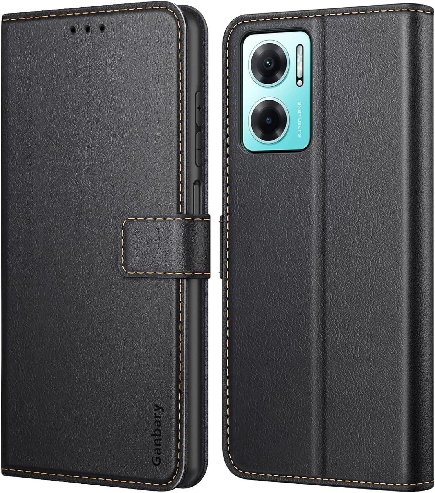 Handyhülle Xiaomi Redmi 10 5G Schwarz Leder Klapphülle Magnet