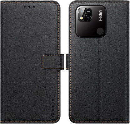 Ganbary Xiaomi Redmi 10A Handyhülle Schwarz mit Kartenschlitzen