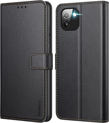Samsung Galaxy A03 Handyhülle Schwarz Leder Klapphülle