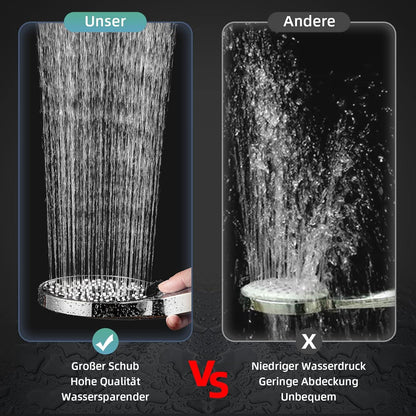 Wassersparender Duschkopf mit Schlauch 3 Strahlarten Schwarz Chrom