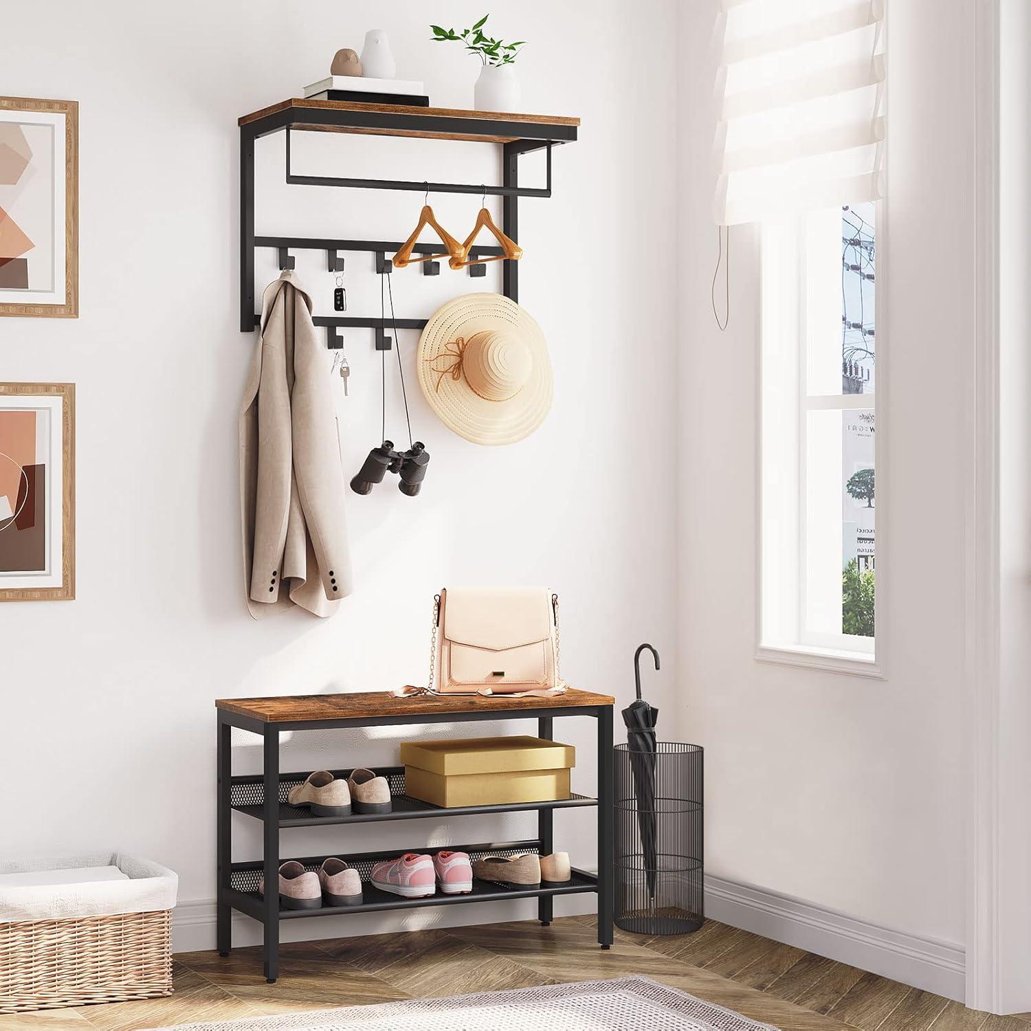 Wandgarderobe mit Ablage und 10