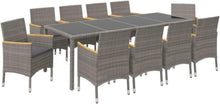 Gartenmöbel 9-tlg. Poly Rattan mit Auflagen in Grau