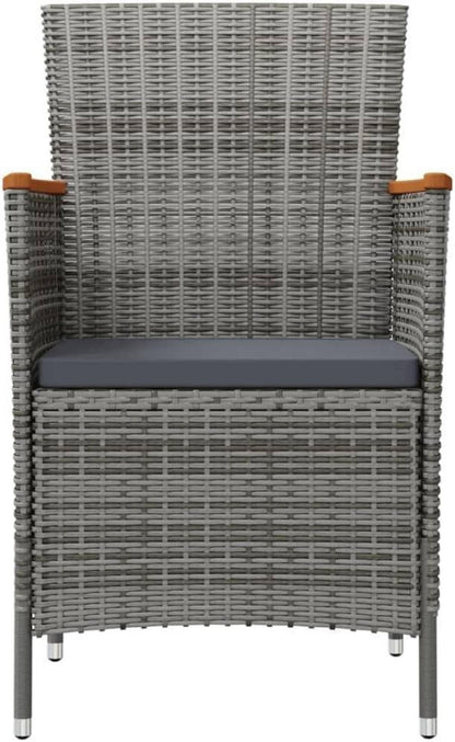 Graues 9-tlg. Gartenmöbel-Set mit Auflagen aus Poly Rattan