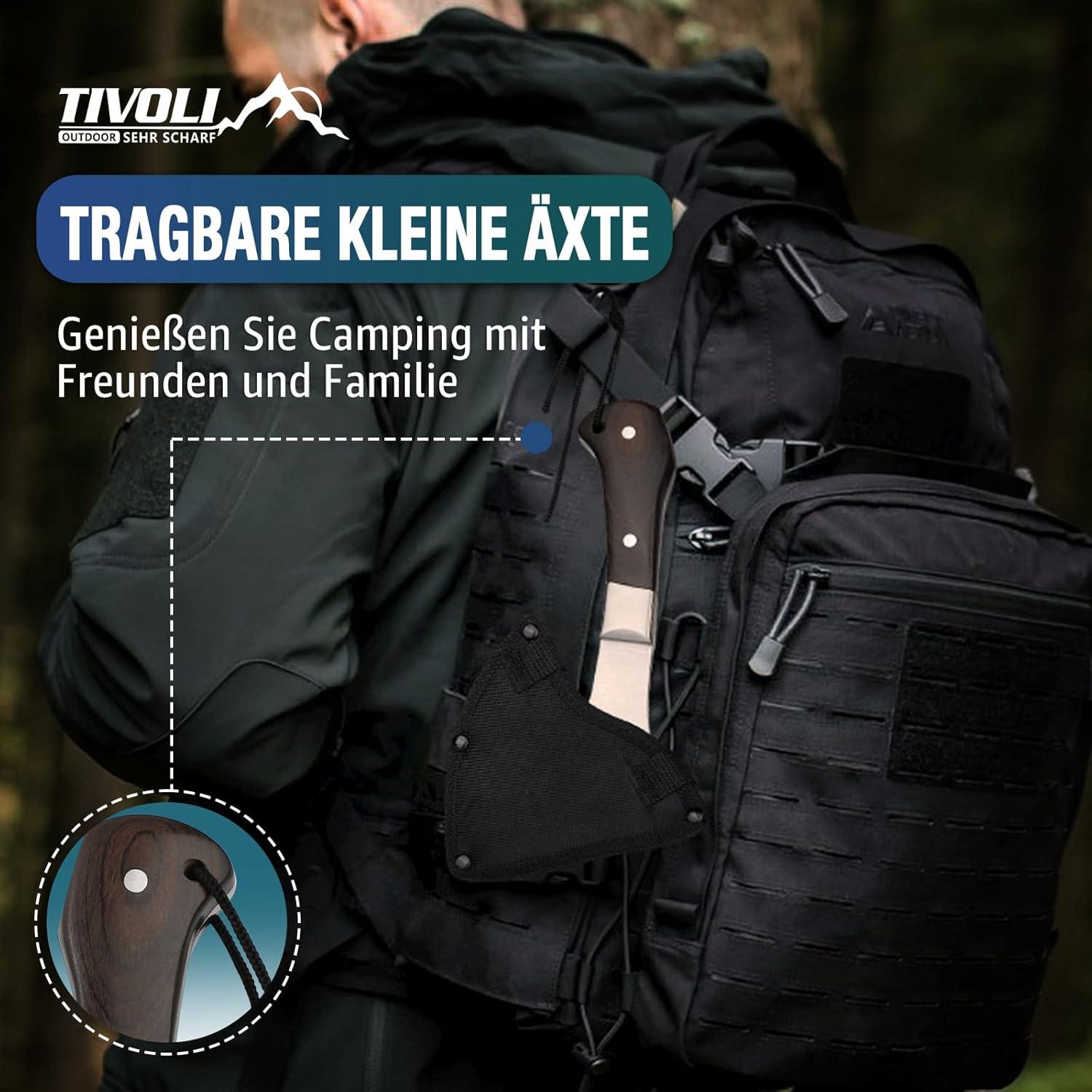 TIVOLI Campingaxt 24cm Outdoor Survival Axt Handbeil mit