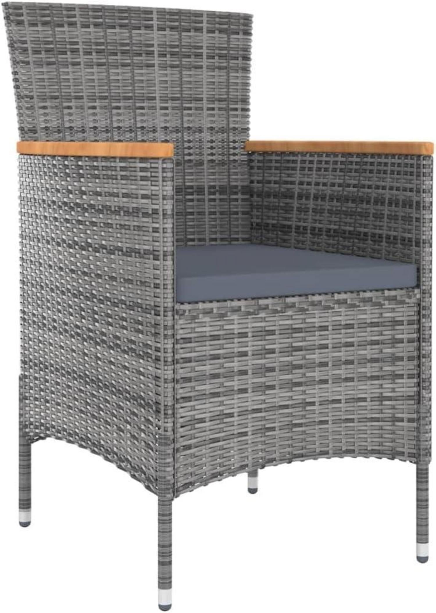 Gartenmöbel Set 9-tlg. Poly Rattan grau mit Sitzauflagen