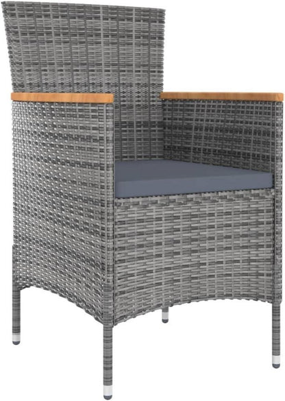 Gartenmöbel Set 9-tlg. Poly Rattan grau mit Sitzauflagen