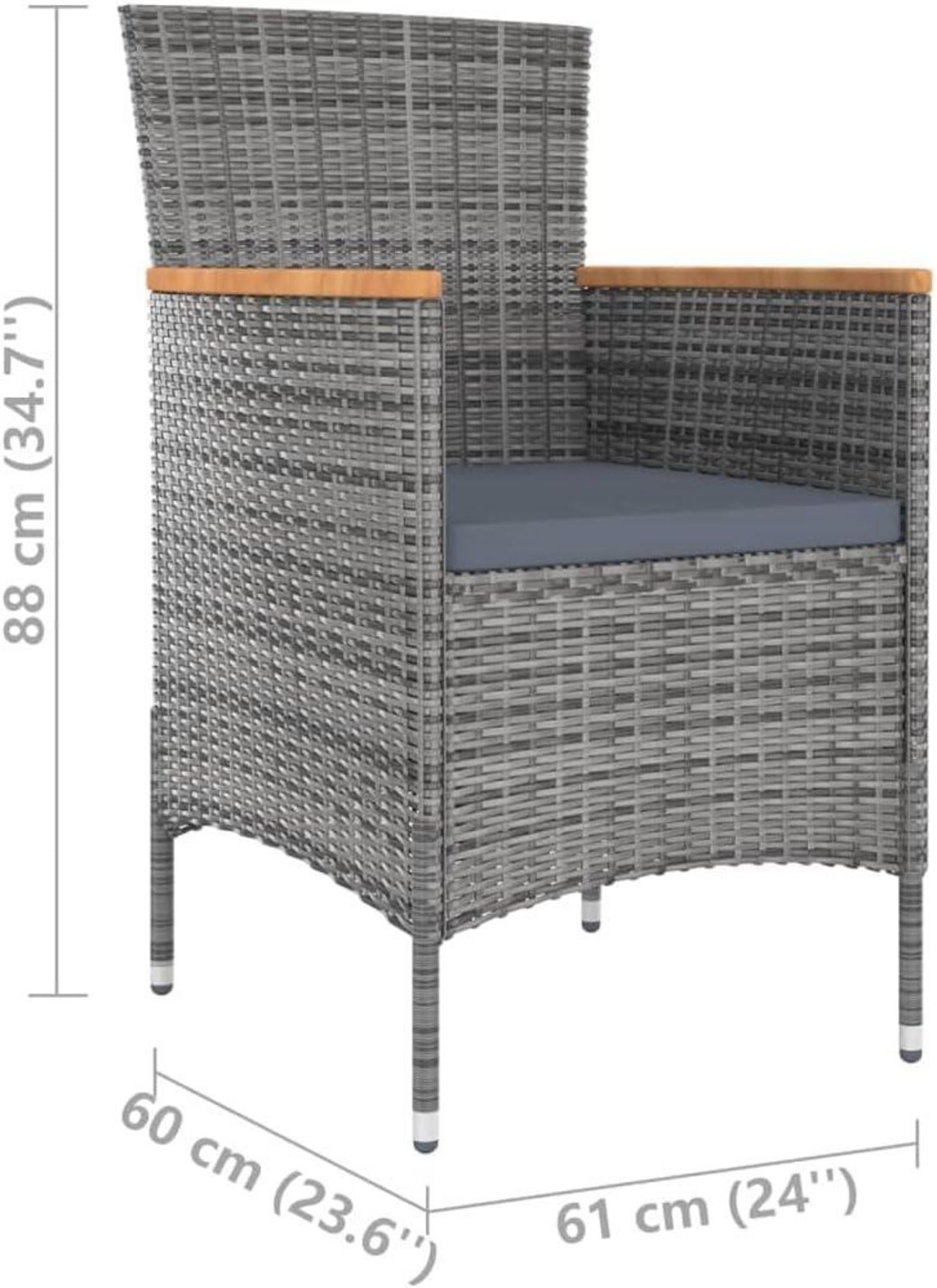 vidaXL Gartenmöbel Poly Rattan 9-TLG. Grau Sitzgruppe mit Auflagen