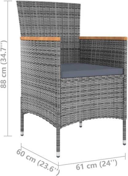 vidaXL Gartenmöbel Poly Rattan 9-TLG. Grau Sitzgruppe mit Auflagen
