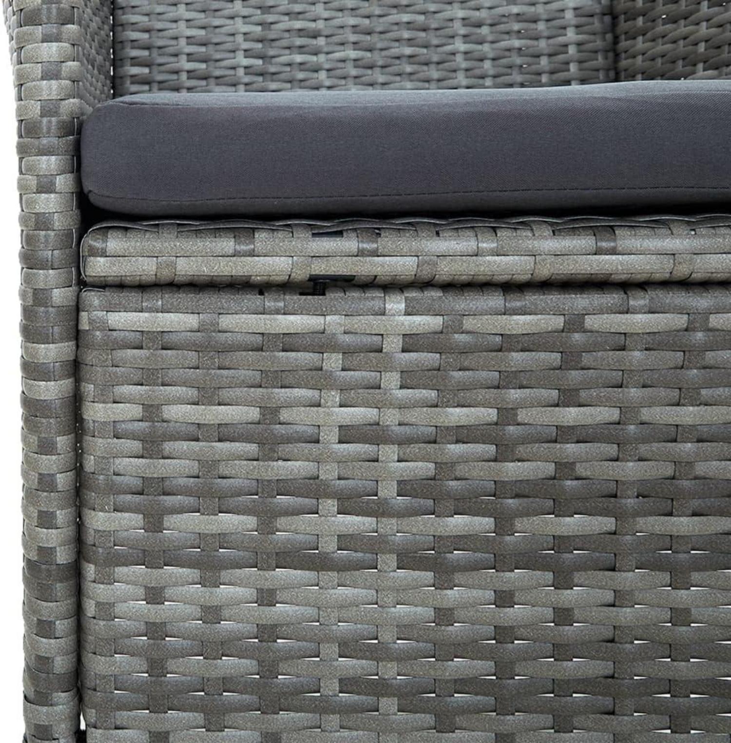 vidaXL Gartenmöbel-Set 9-TLG. Rattan Grau Auflagen Sitzgruppe