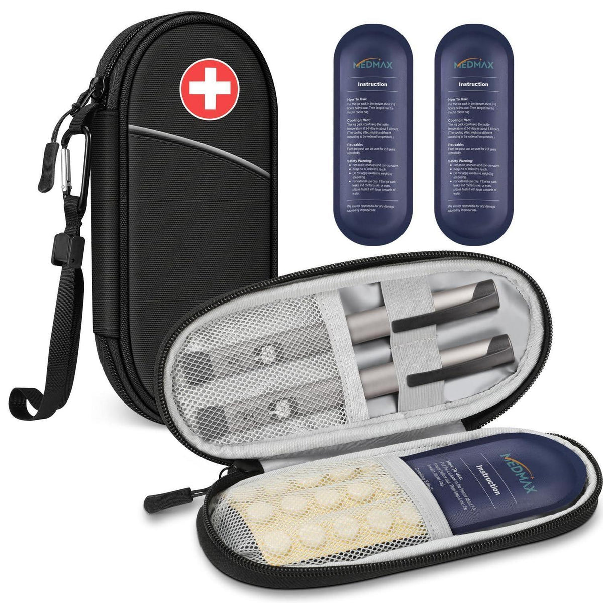 Insulin Kühltasche mit Kühlakkus – Diabetiker Tasche Schwarz