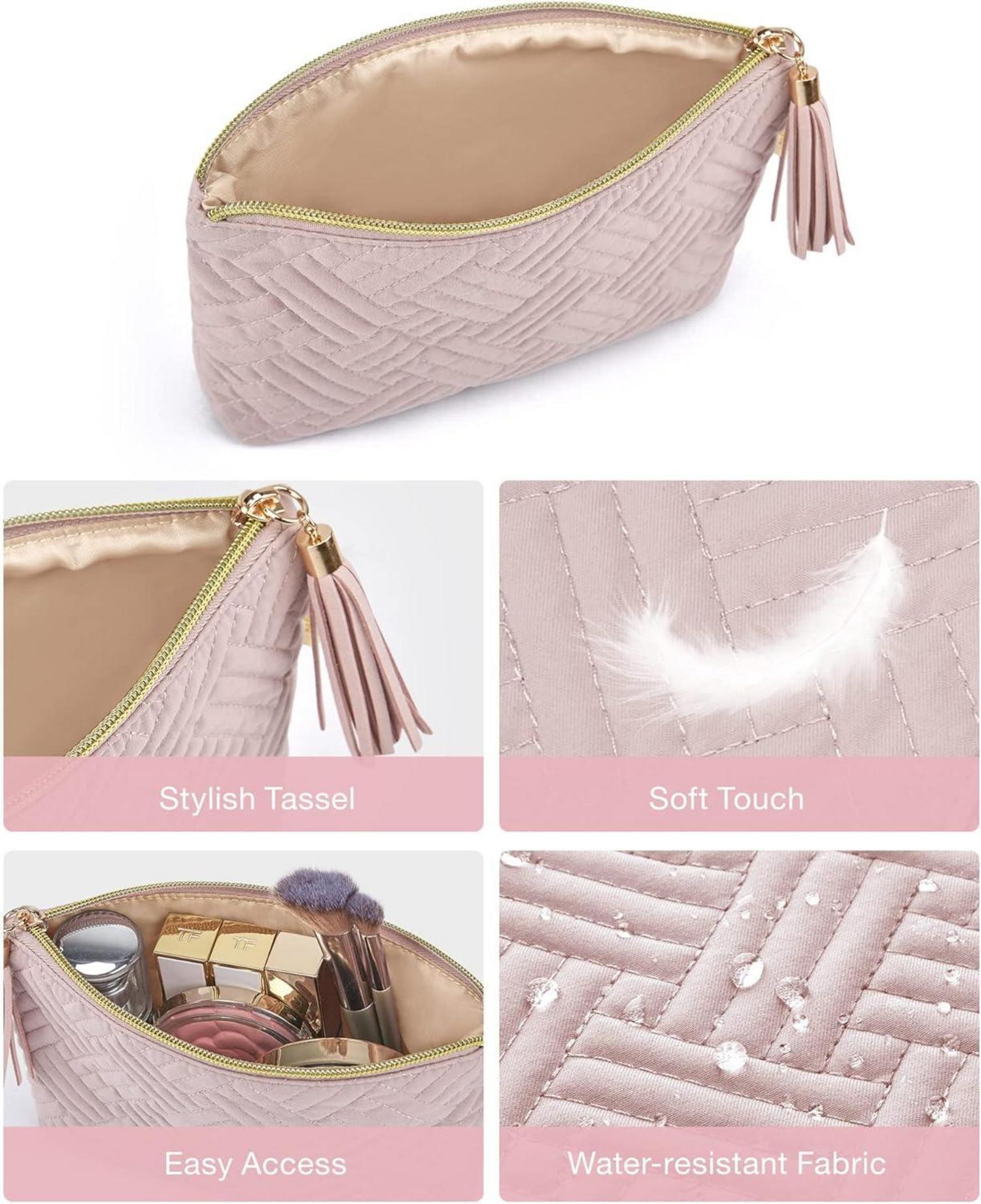 BAGSMART Kleine geräumige Make-up Tasche in Rosa - Reise Toilettentasche