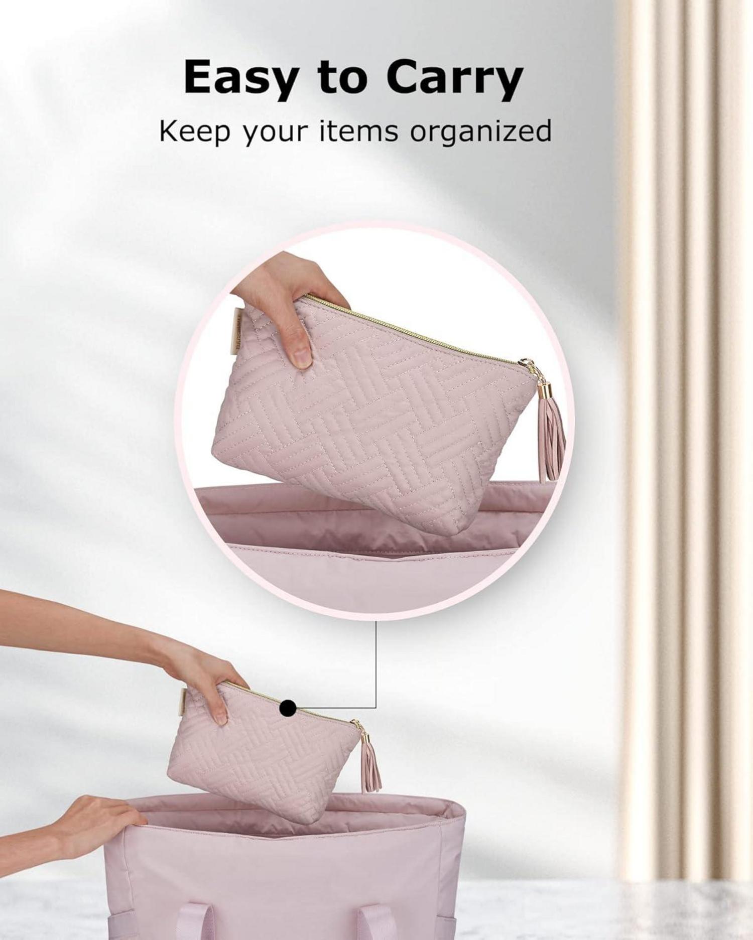 BAGSMART Kleine geräumige Make-up Tasche in Rosa - Reise Toilettentasche