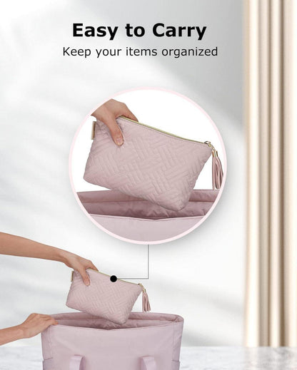 BAGSMART Kleine geräumige Make-up Tasche in Rosa - Reise Toilettentasche