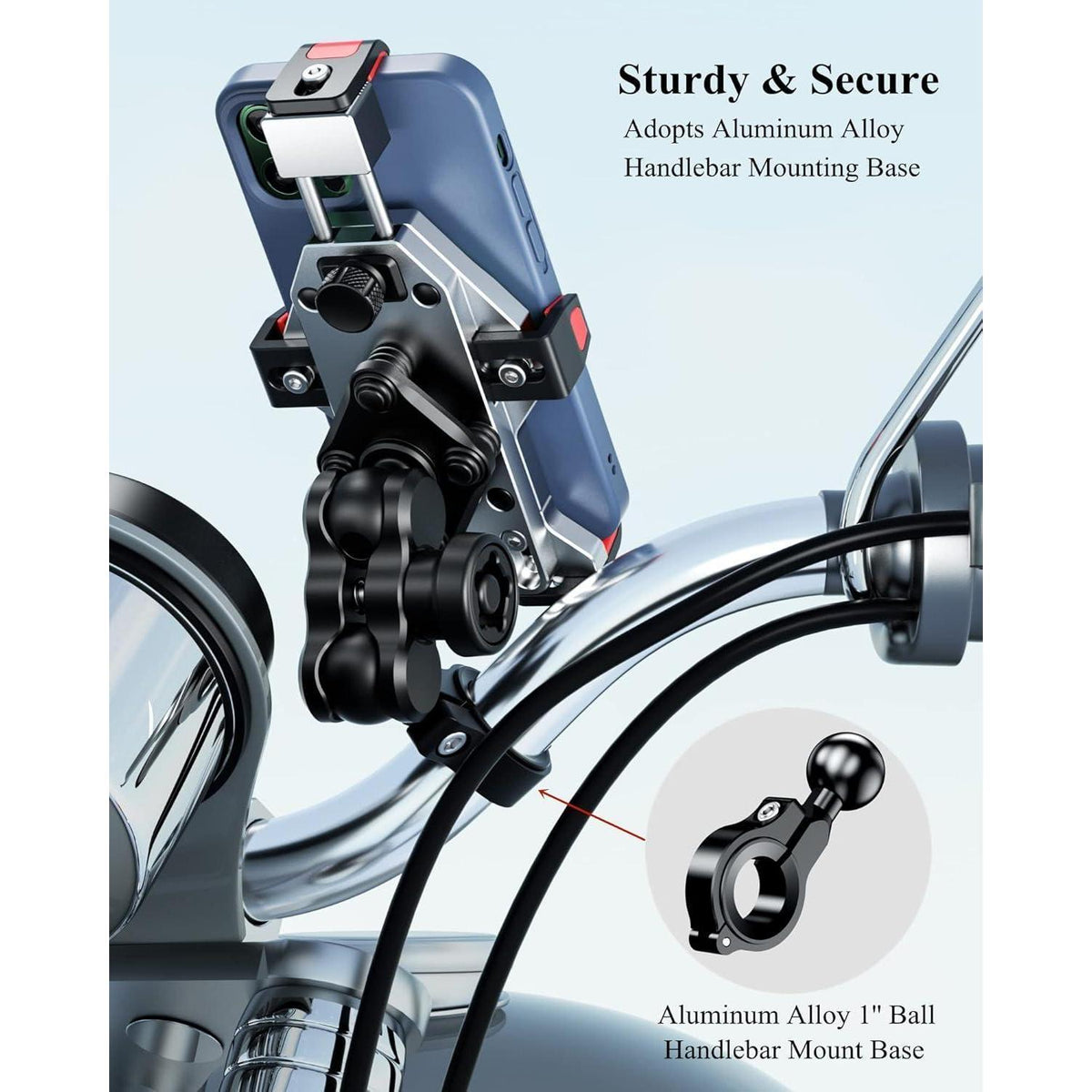 Motorrad Handyhalterung Verstellbar mit Vibrationsdämpfer