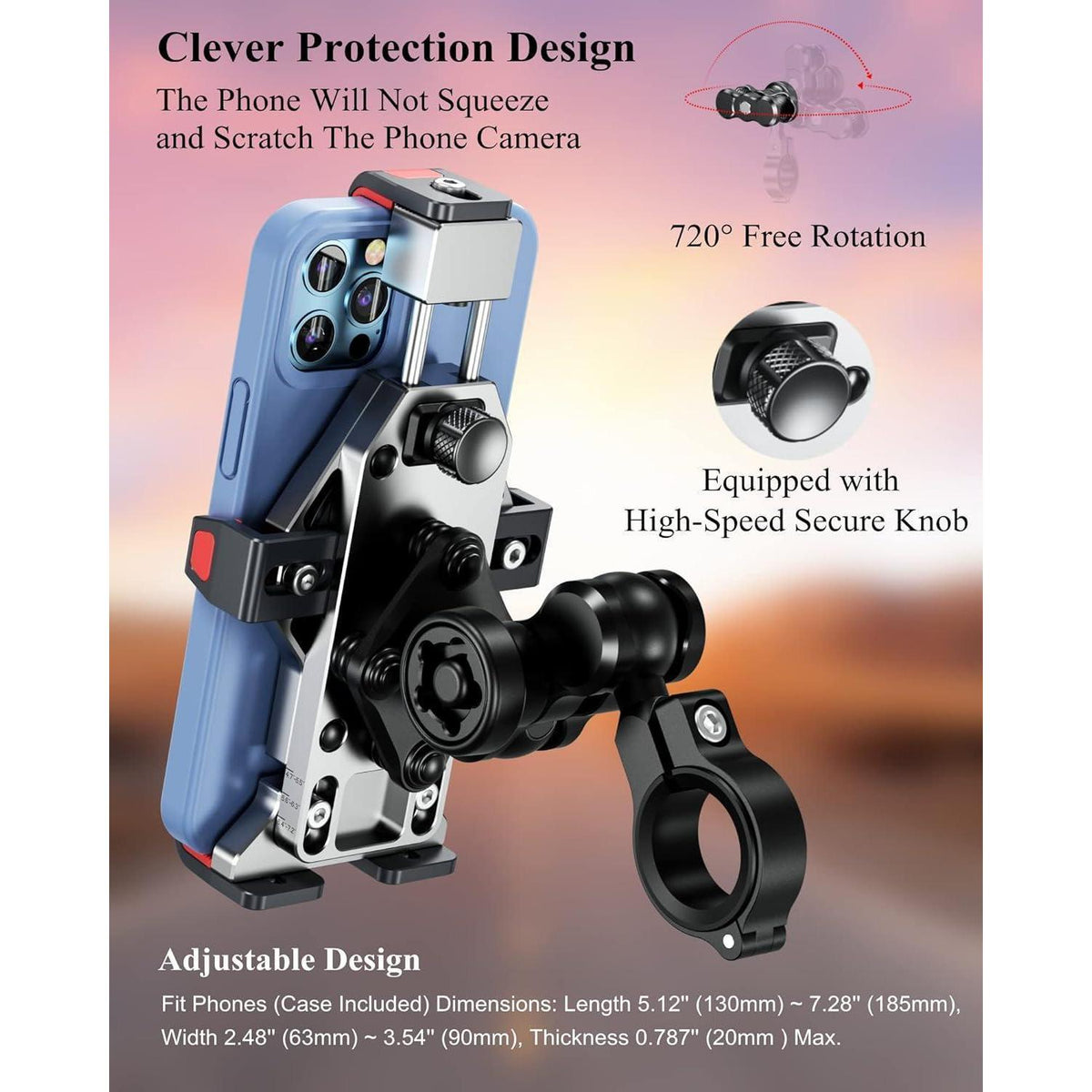 Motorrad Handyhalterung Verstellbar mit Vibrationsdämpfer