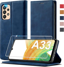 Samsung Galaxy A33 5G Hülle Leder Flip Wallet Schutzhülle Blau