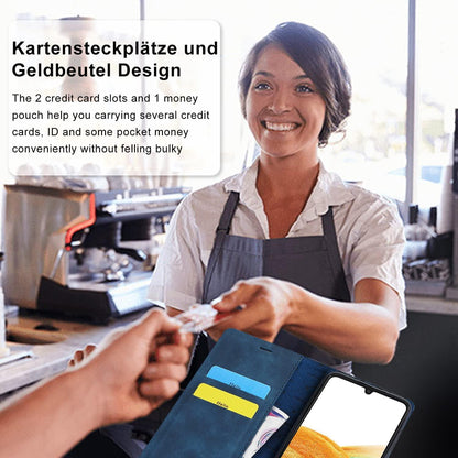 Samsung Galaxy A33 5G Hülle Leder Flip Wallet mit Schutzfolie Blau