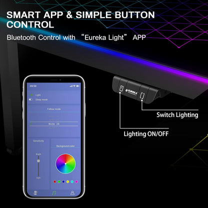 Glas Gaming Tisch LED RGB 152x102 cm L-Form Eckschreibtisch APP Sync