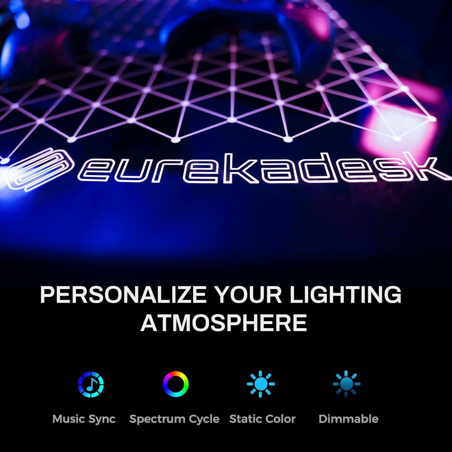 Glas Gaming Tisch LED 152x102 cm RGB Eckschreibtisch L-Form Musik
