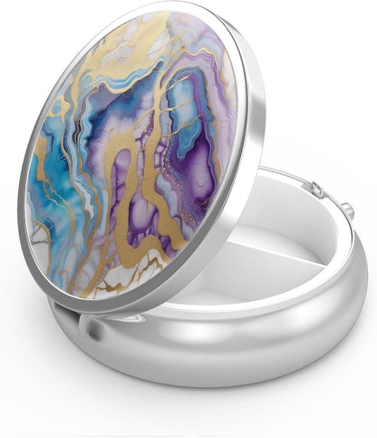 Pillendose mit 3 Fächern tragbarer Organizer abstrakter Marmor