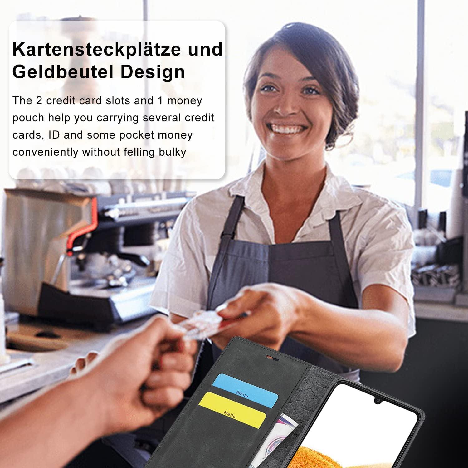 Ailicici Samsung Galaxy A33 5G Hülle Leder Flip Wallet Stoßfest Schwarz