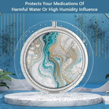 Pillendose mit 3 Fächern grüne Marmorierung Metall Organizer