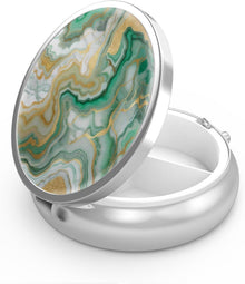 Pillendose 3 Fächer tragbar Metall Medizin Organizer grüner