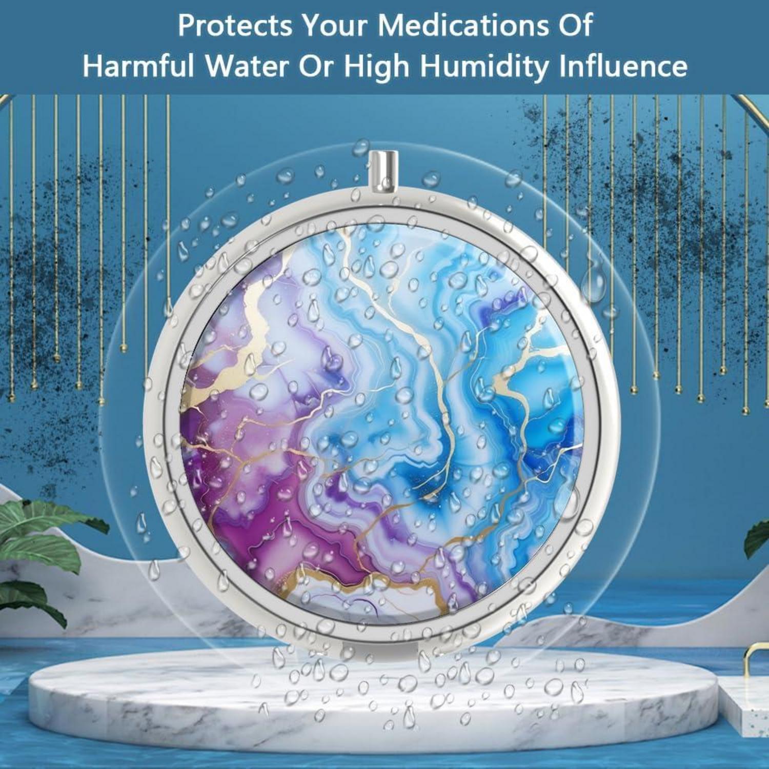 Pillendose 3 Fächer tragbar Metall Organizer Geschenk blauer