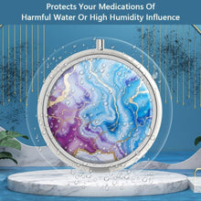 Pillendose 3 Fächer tragbar Metall Organizer Geschenk blauer