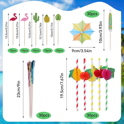 Cocktail Deko Set 140 Stück Cocktailschirmchen Zubehör Party