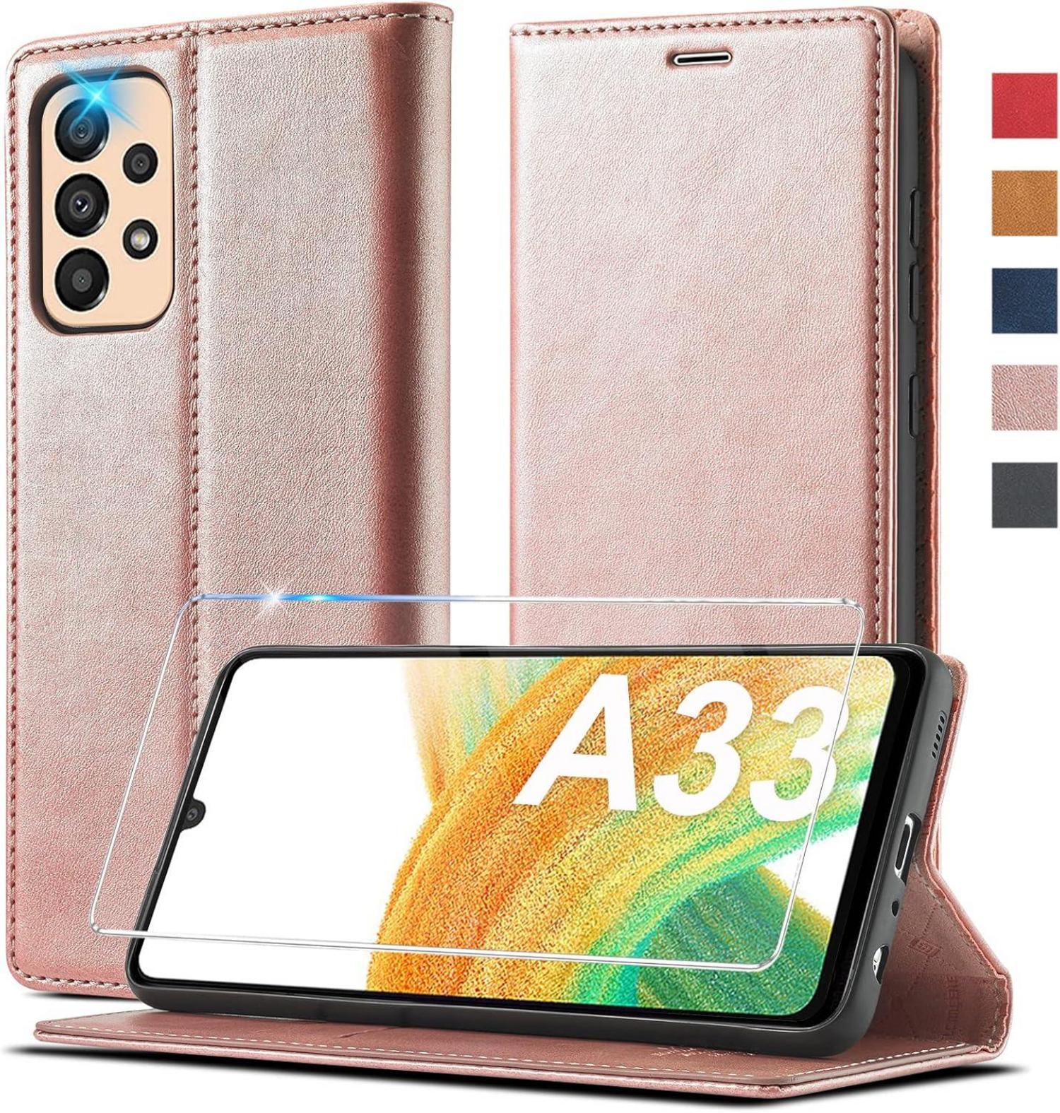Ailicici Galaxy A33 5G Hülle Leder Wallet Schutzhülle Pink