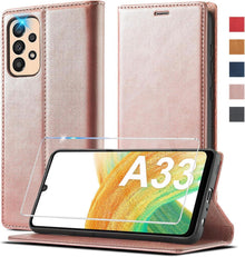Ailicici Galaxy A33 5G Hülle Leder Wallet Schutzhülle Pink