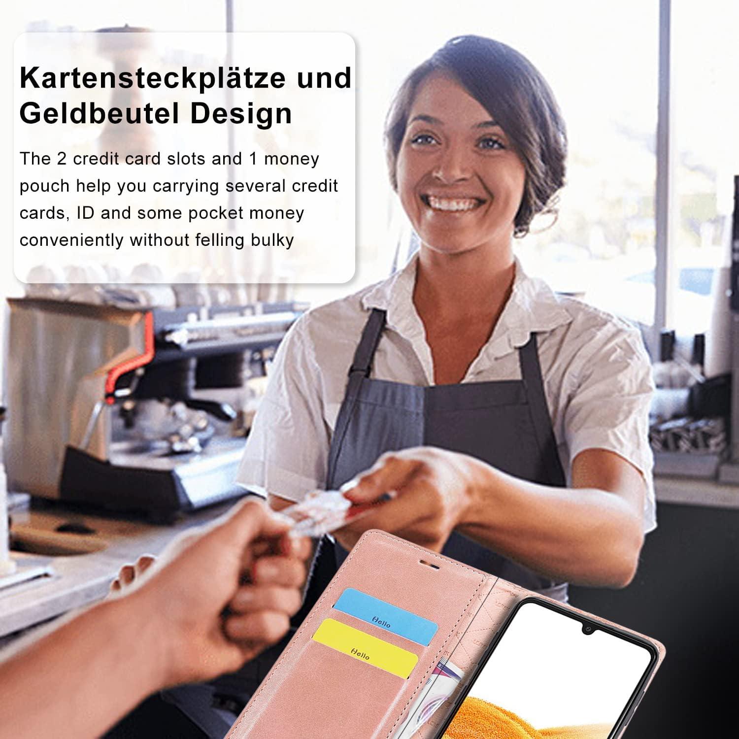 A33 5G Hülle Leder Flip Wallet Schutzhülle Pink