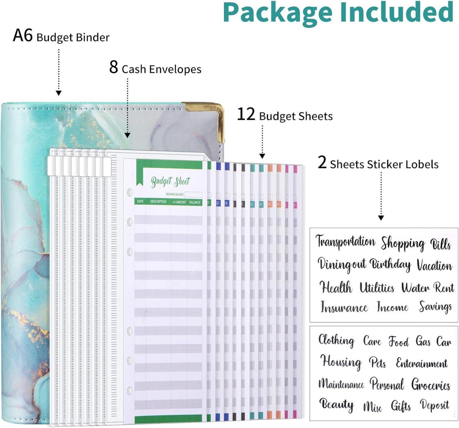 Budget Binder A6 Marmor PU Leder Geld Organizer 8