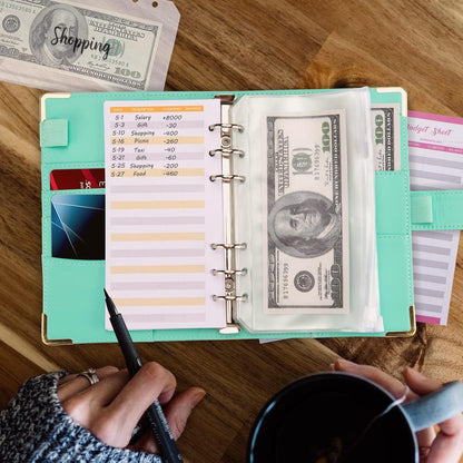 Marmor PU Leder Budget Binder Geld Organizer Cash Umschläge 12 Ausgaben