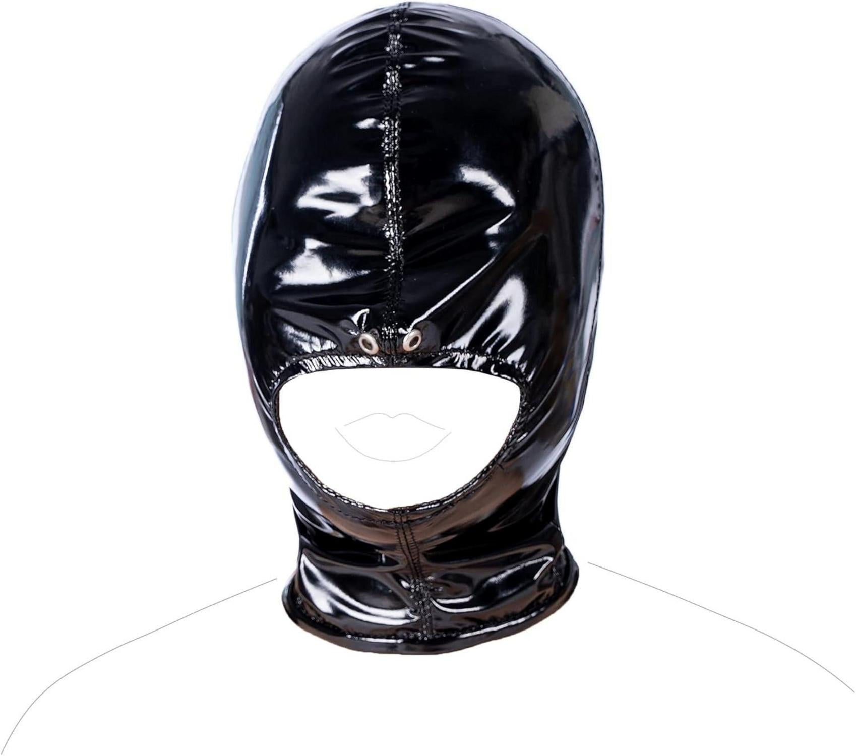 Latexmaske mit Zipper Schwarz Bondage SM Kopfmaske BDSM