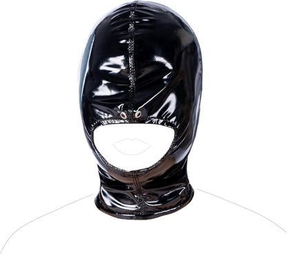 Latexmaske mit Zipper Schwarz Bondage SM Kopfmaske BDSM