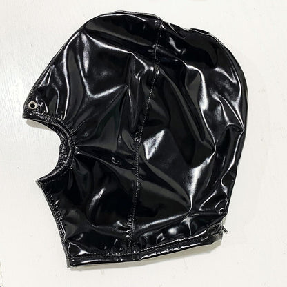 Latexmaske Schwarz Mundöffnung Zipper Bondage Kopfmaske BDSM