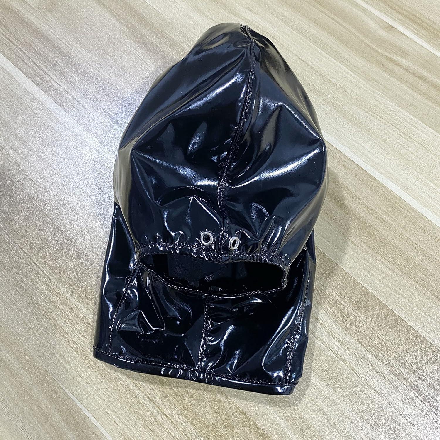 Latexmaske Schwarz Bondage SM Kopfmaske Fetisch BDSM